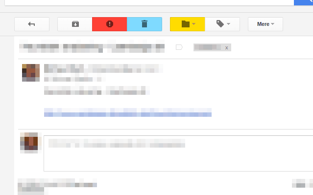 skærmprint der viser de visuelle ændringer, Better Gmail Buttons laver i Gmails interface